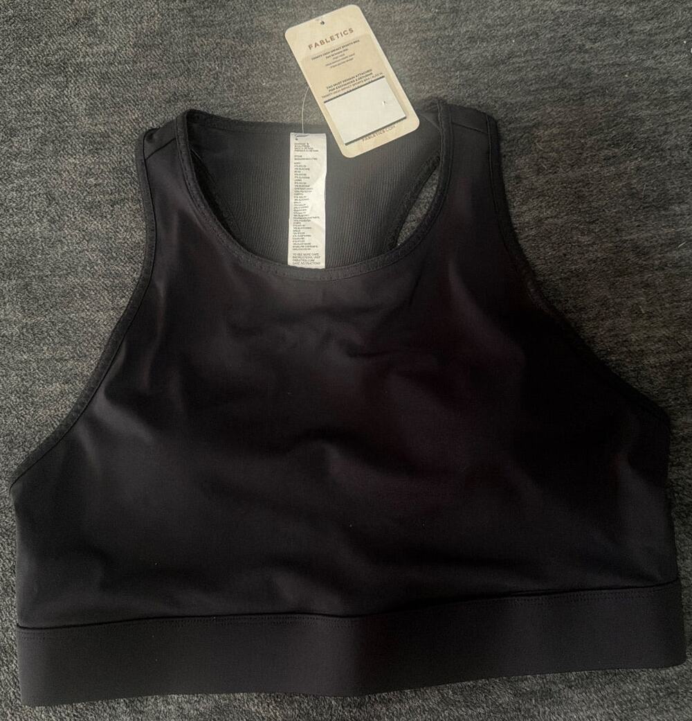Fabletics Trinity High Impact Sports Bra Black Racerback Size XL NWT